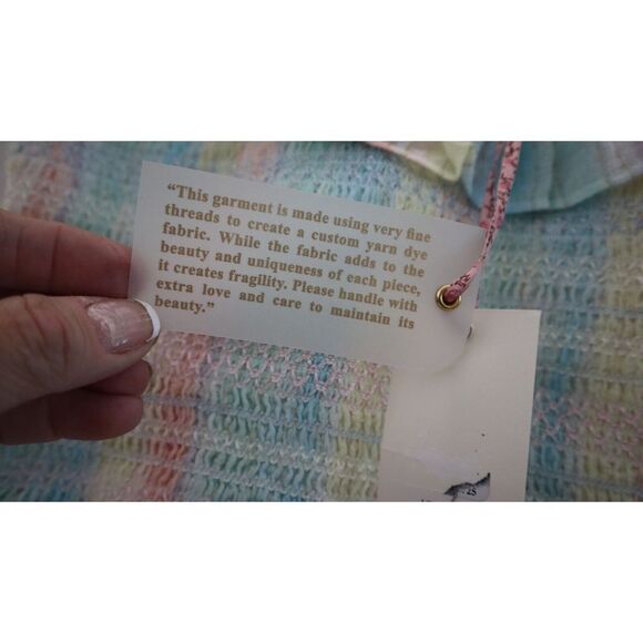 LoveShackFancy Women's Sz M Multi Horizon Hand Dye Saba Ruffle Crop Top $195 - Picture 6 of 10